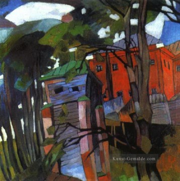 Landschaft mit einem roten Haus 1917 Aristarkh Vasilevich Lentulov Kubismus abstrakt Ölgemälde